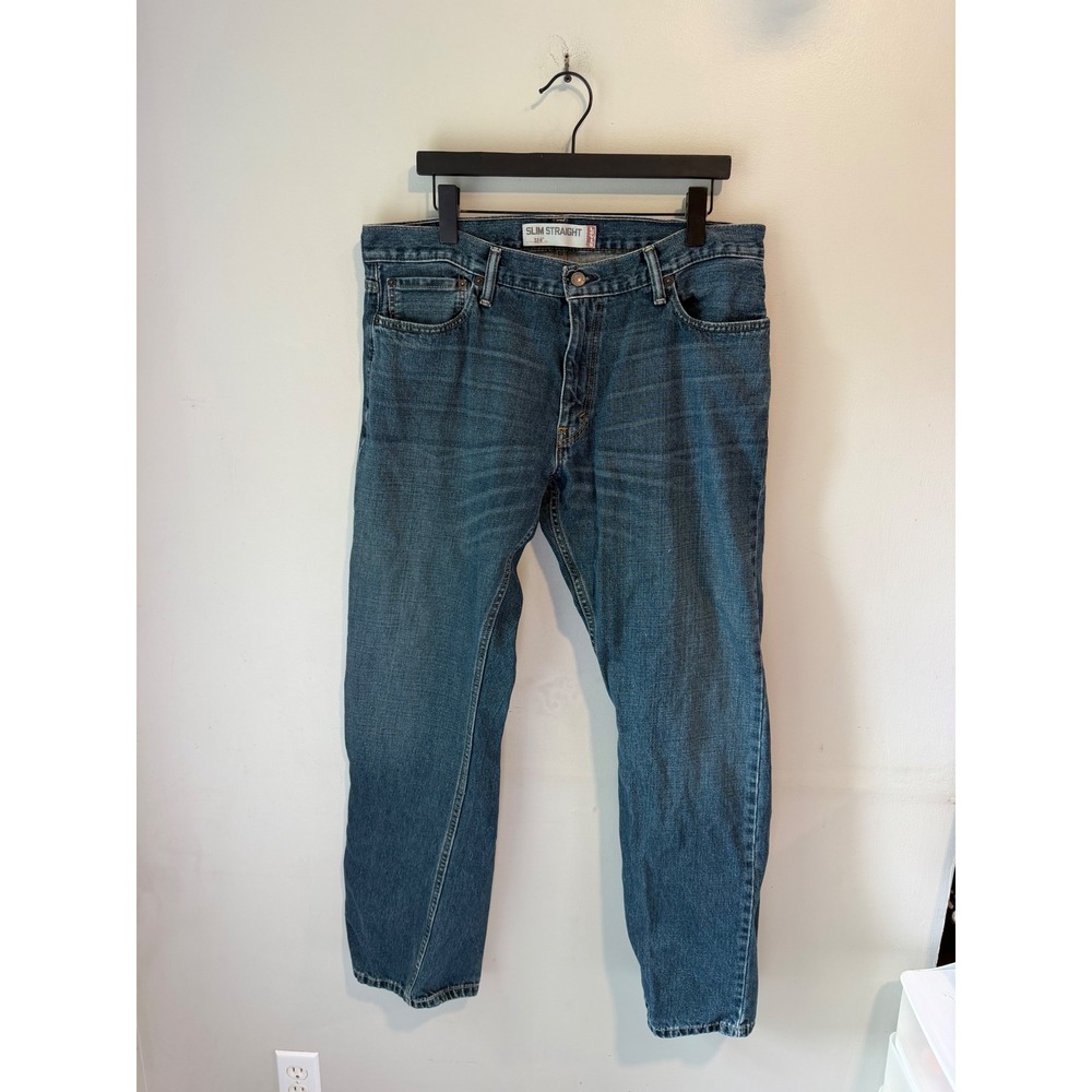 Levis 514 Slim Straight‎ Mens Jeans 36x32 Medium Wash Blue Denim 100% Cotton